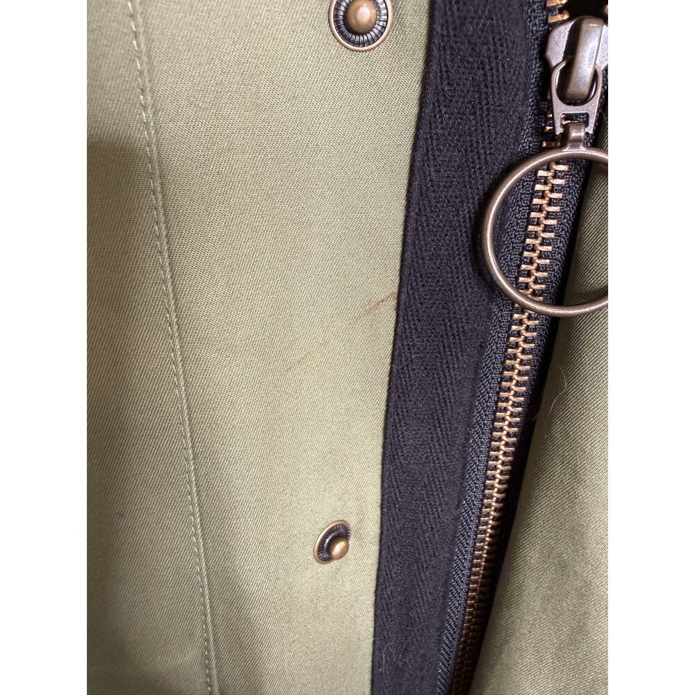 Military Style Statement Coat Embroidered Floral Utility Jacket Olive Green - Picture 7 of 10